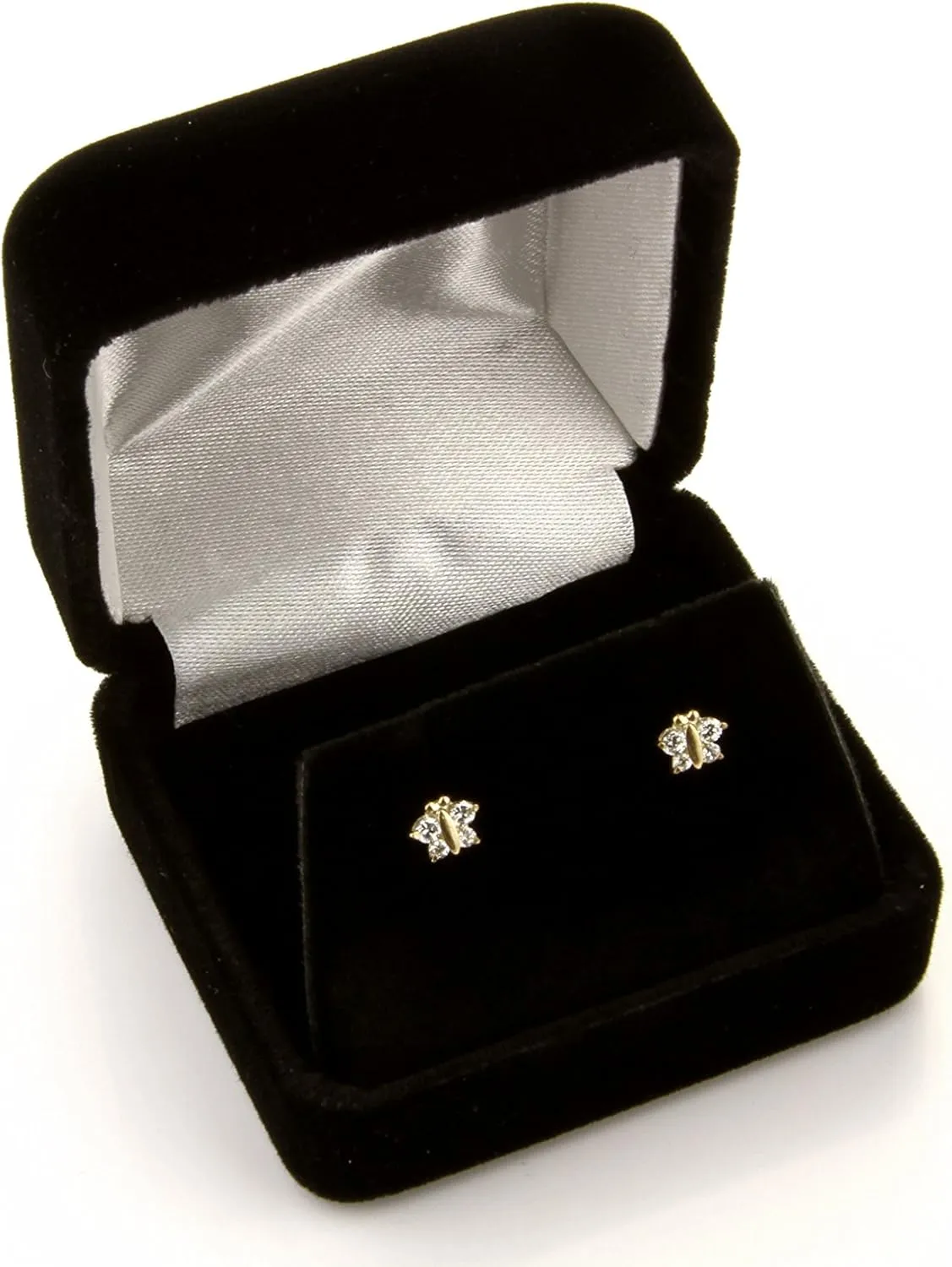 14k REAL Yellow Gold Butterfly Stud Earrings with Screw Back- 12 Different Color Available