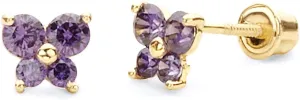 14k REAL Yellow Gold Butterfly Stud Earrings with Screw Back- 12 Different Color Available