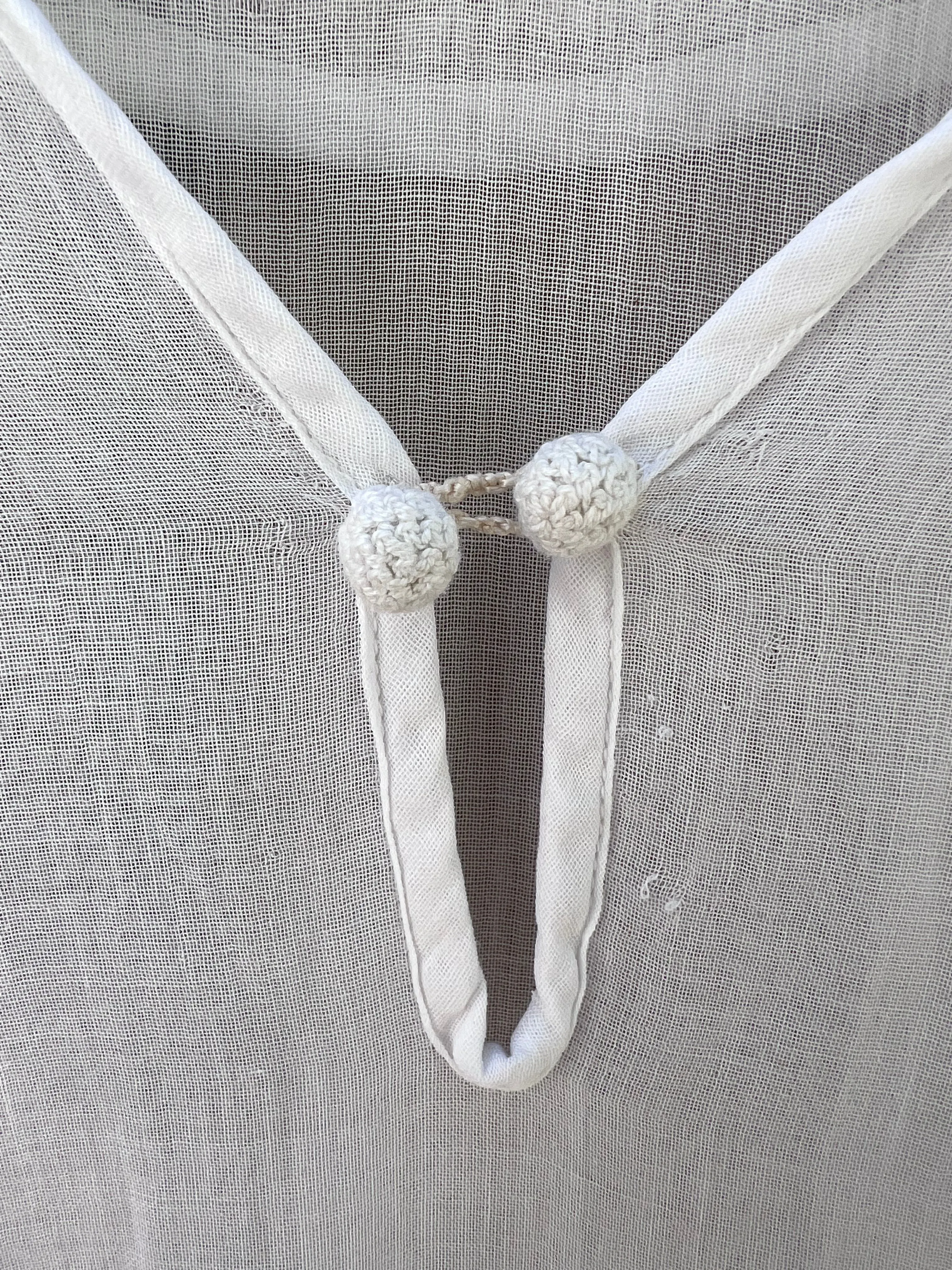 Antique 1920's White Cotton Batiste Embroidered Lawn Dress