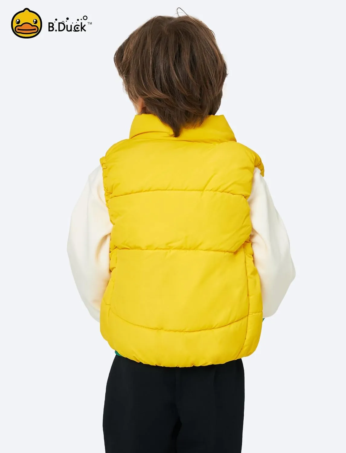 B.Duck Unisex Boys Girls Puffer Jacket Trenchcoat Cute Yellow Duck Quilted Winter Coat Puffy Vest for Toddler Kids 3-12 Years