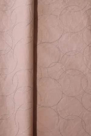 Beige Thread Geometric Embroidery On Beige Soft Cotton Fabric