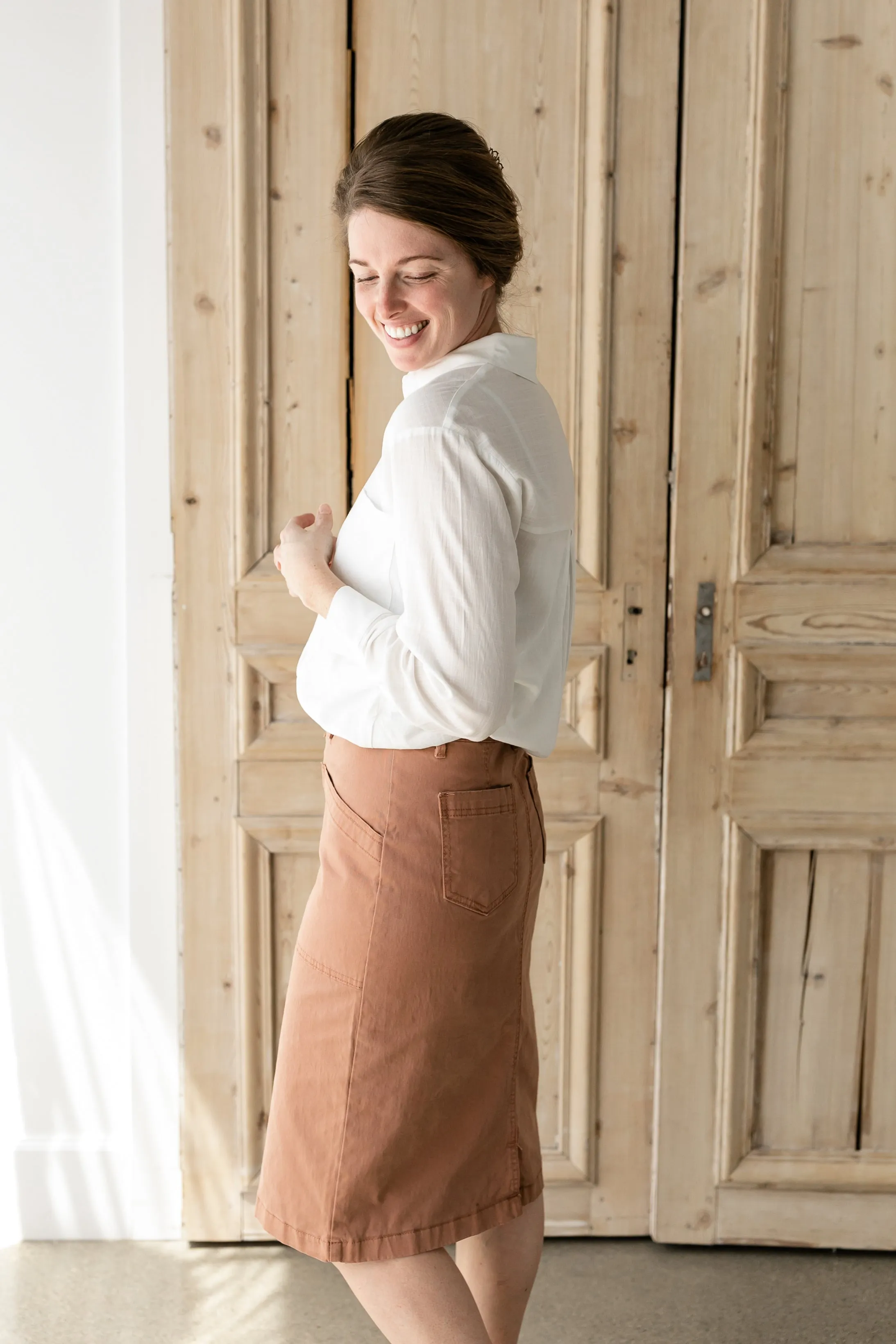 Bellotte White Button Up Double Front Pocket Top - FINAL SALE