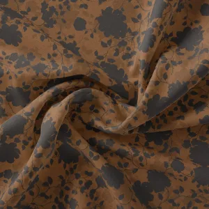 Black And Rustic Look Flower Digital Printed Fabric - Kora Silk