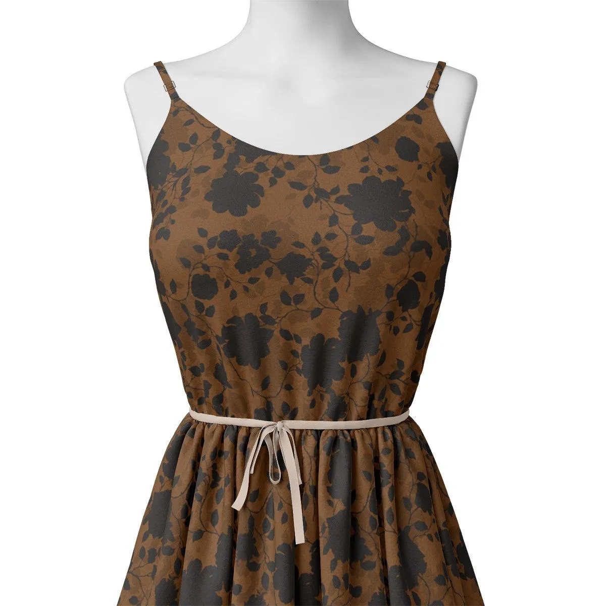 Black And Rustic Look Flower Digital Printed Fabric - Kora Silk