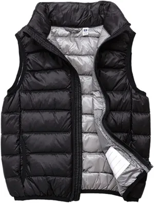 Boys Girls Lightweight Down Vest, Winter Warm Zip Up Sleeveless Vest, Water-Resistant Packable Puffer Jacket