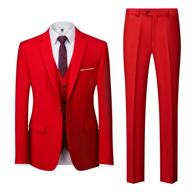 BRADLEY VIP SUITS Men's Fashion Formal Business & Special Events Wear 3 Piece (Jacket   Pants   Vest) Burgundy Red Suit Set