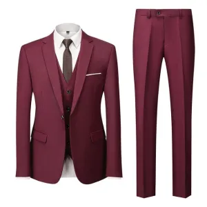 BRADLEY VIP SUITS Men's Fashion Formal Business & Special Events Wear 3 Piece (Jacket   Pants   Vest) Burgundy Red Suit Set