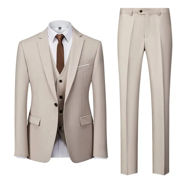 BRADLEY VIP SUITS Men's Fashion Formal Business & Special Events Wear 3 Piece Suit for Business Meetings Job Interviews Church Services Suits (Jacket   Pants   Vest) Brown Khaki Suit Set