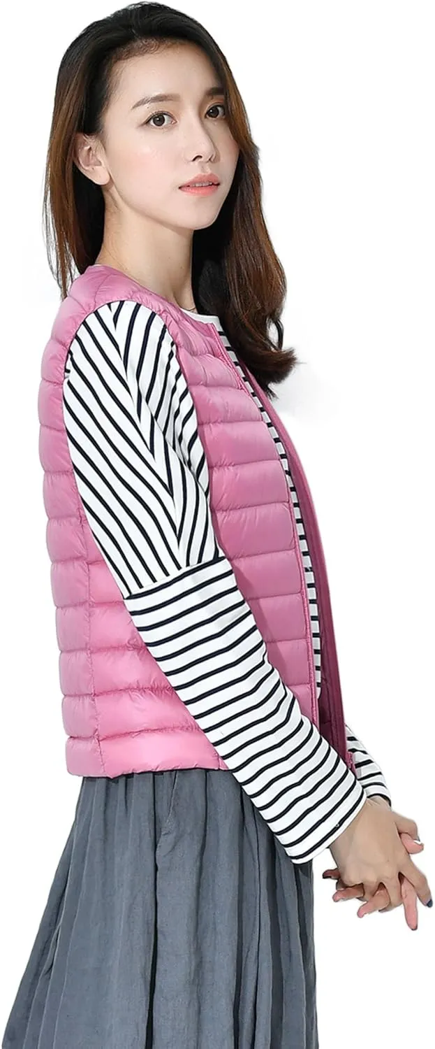 CHARTOU Women's Winter Ultralight Collarless Outdoor Puffer Down Short Vest Waistcoat