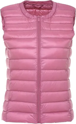 CHARTOU Women's Winter Ultralight Collarless Outdoor Puffer Down Short Vest Waistcoat