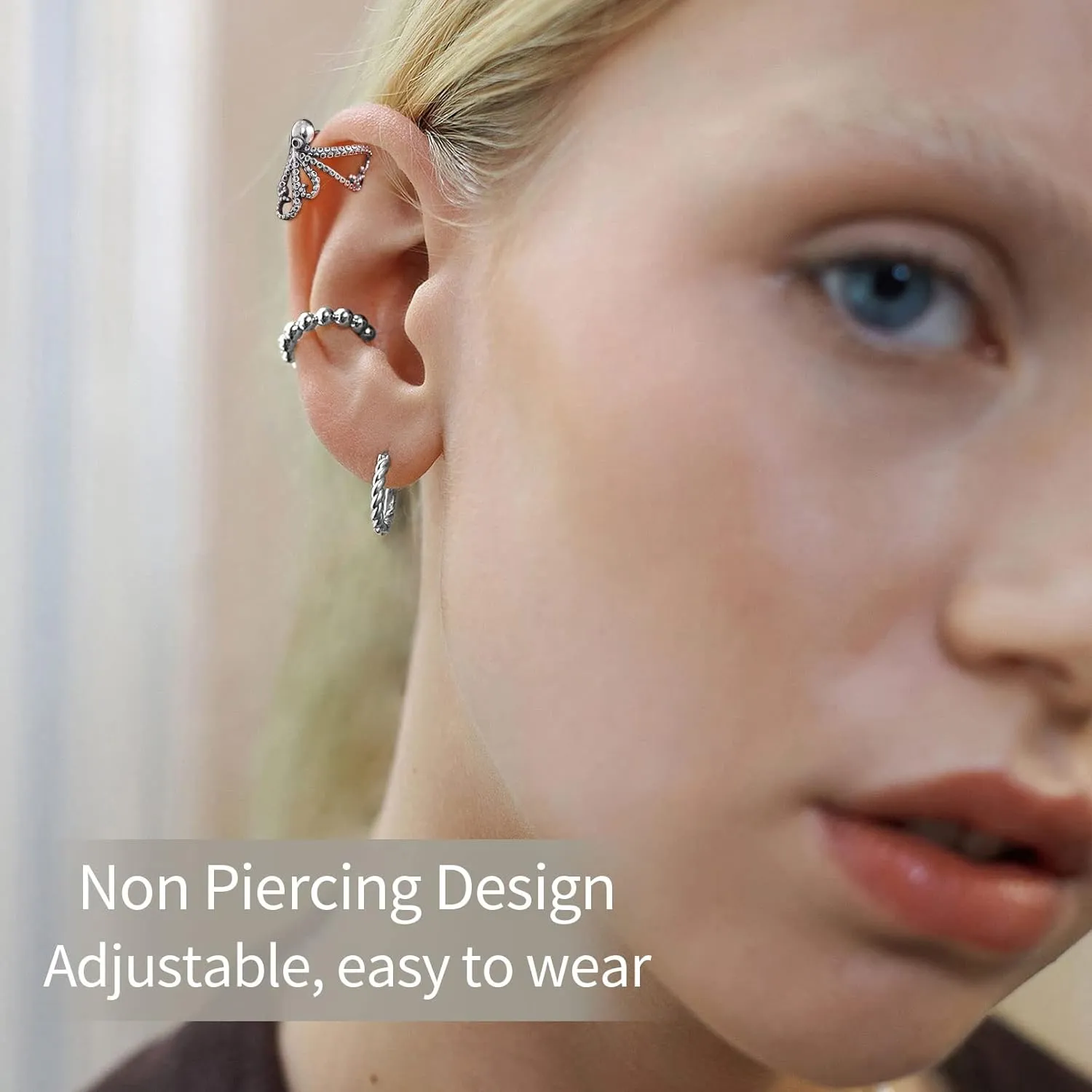 ChicSilver 925 Sterling Silver Ear Cuffs Non-Piercing Cartilage Earrings: Various Styles, Conch Cuffs (with Gift Box)