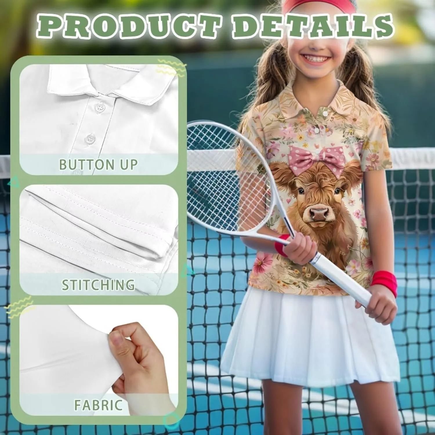 Children's Golf Polo Shirts for School Uniform Short-Sleeve Peter Pan Collar Shirts Daily Wear at Home