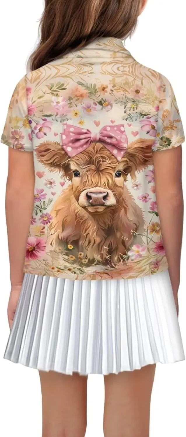Children's Golf Polo Shirts for School Uniform Short-Sleeve Peter Pan Collar Shirts Daily Wear at Home
