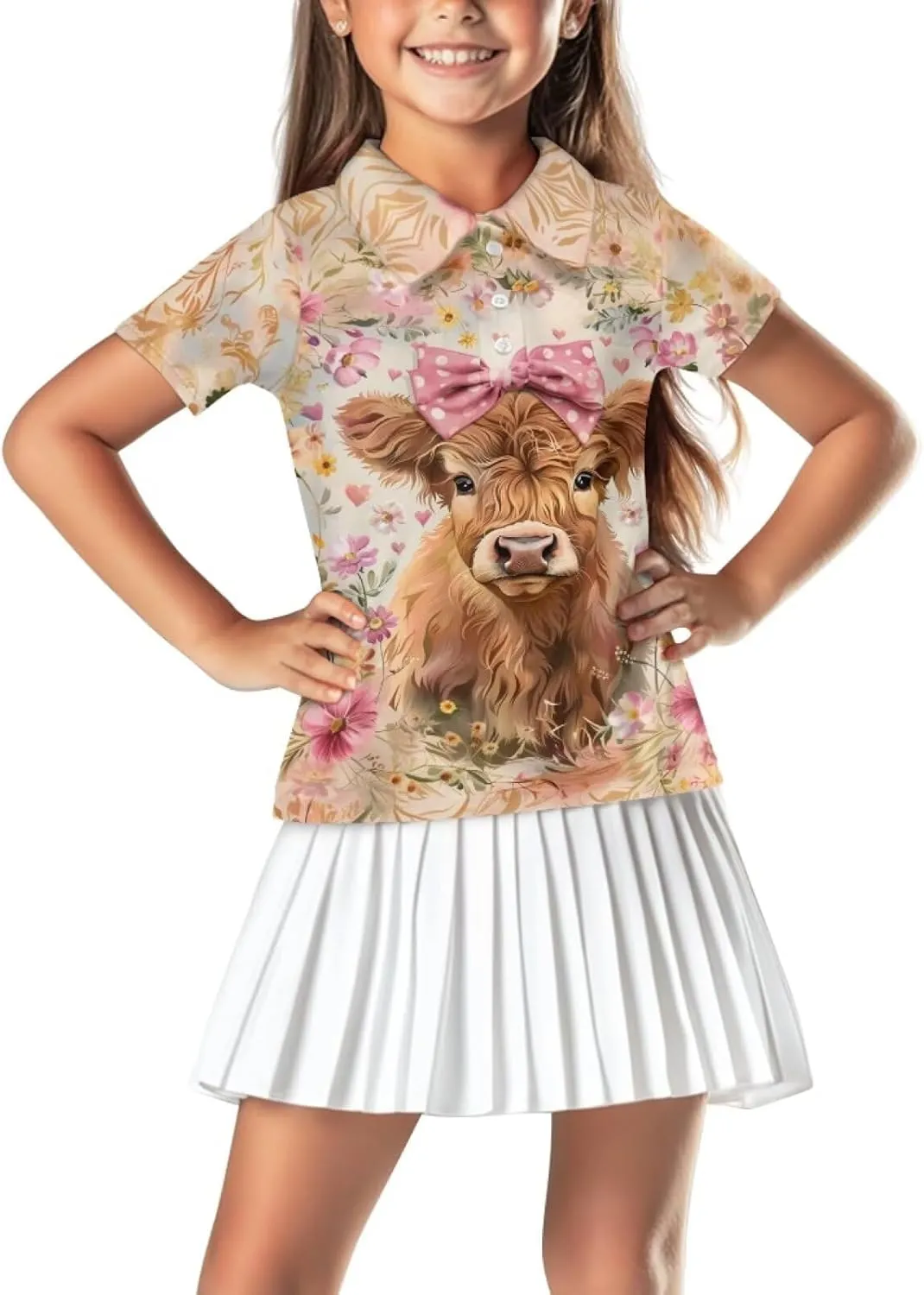 Children's Golf Polo Shirts for School Uniform Short-Sleeve Peter Pan Collar Shirts Daily Wear at Home