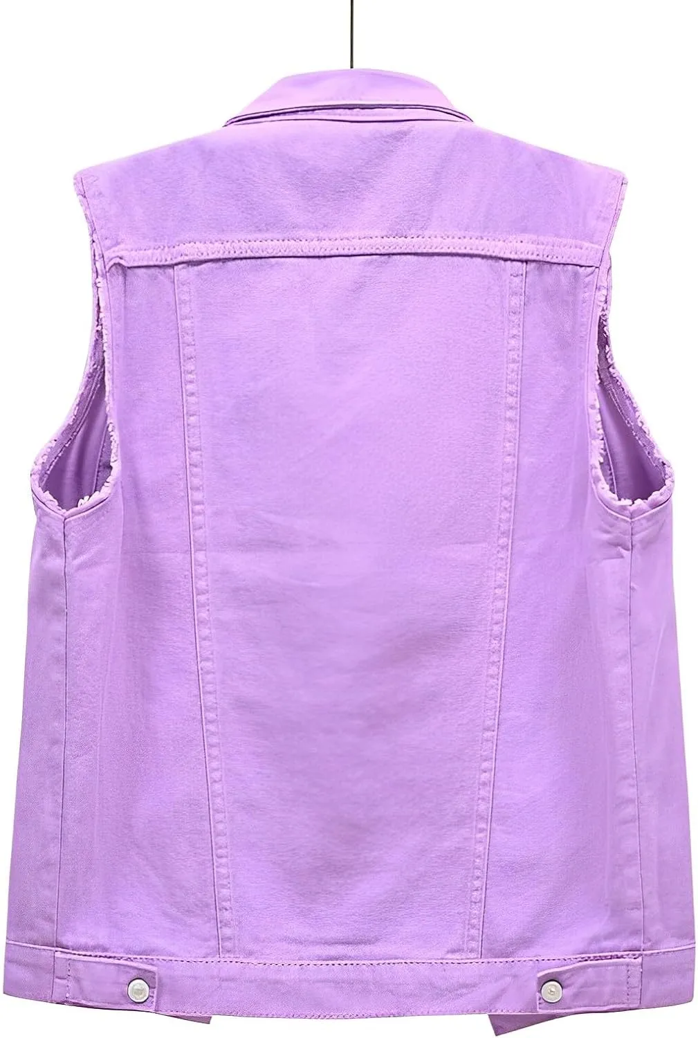 Denim Jacket for Women Casual Lapel Collar Sleeveless Denim Blazer Plus Size Cute Frayed Cropped Vest Top