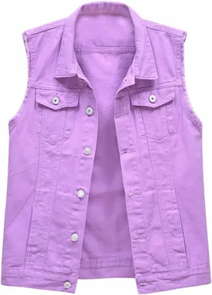 Denim Jacket for Women Casual Lapel Collar Sleeveless Denim Blazer Plus Size Cute Frayed Cropped Vest Top
