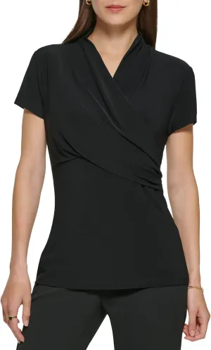 DKNY Women's Short Sleeve Suit Blouse