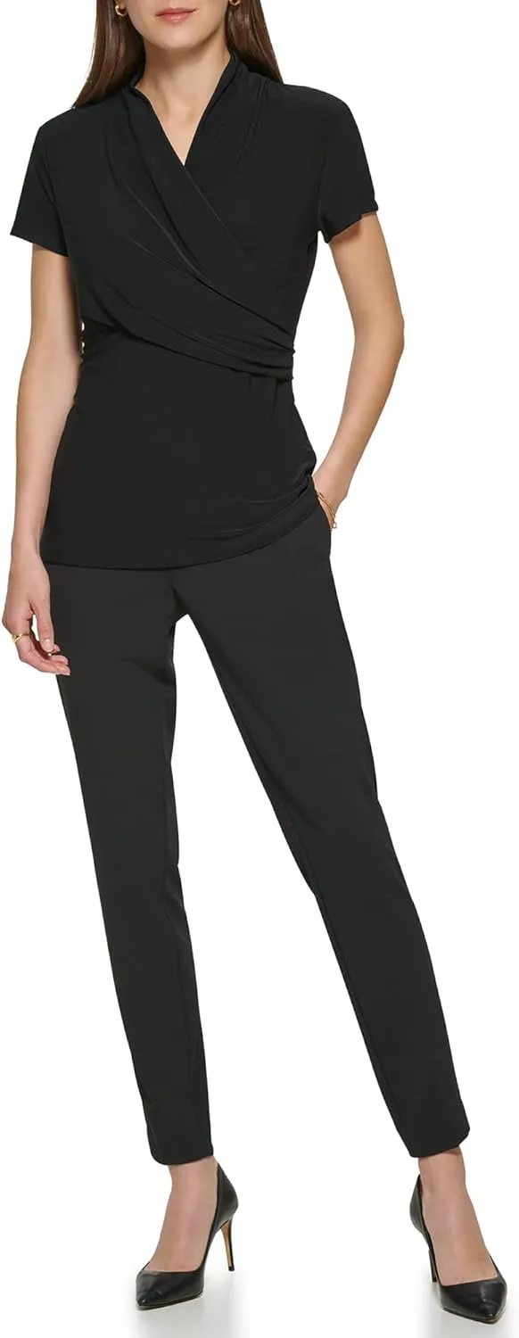 DKNY Women's Short Sleeve Suit Blouse