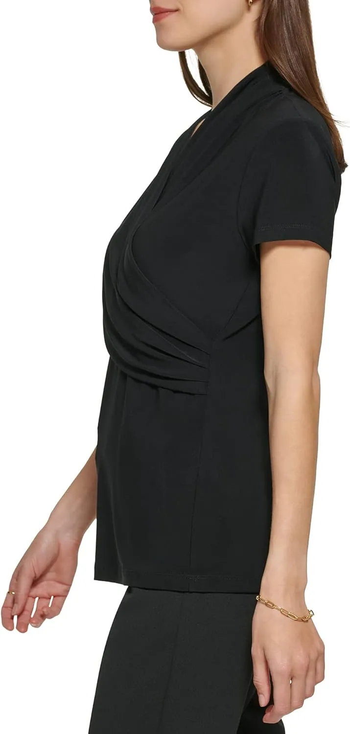 DKNY Women's Short Sleeve Suit Blouse