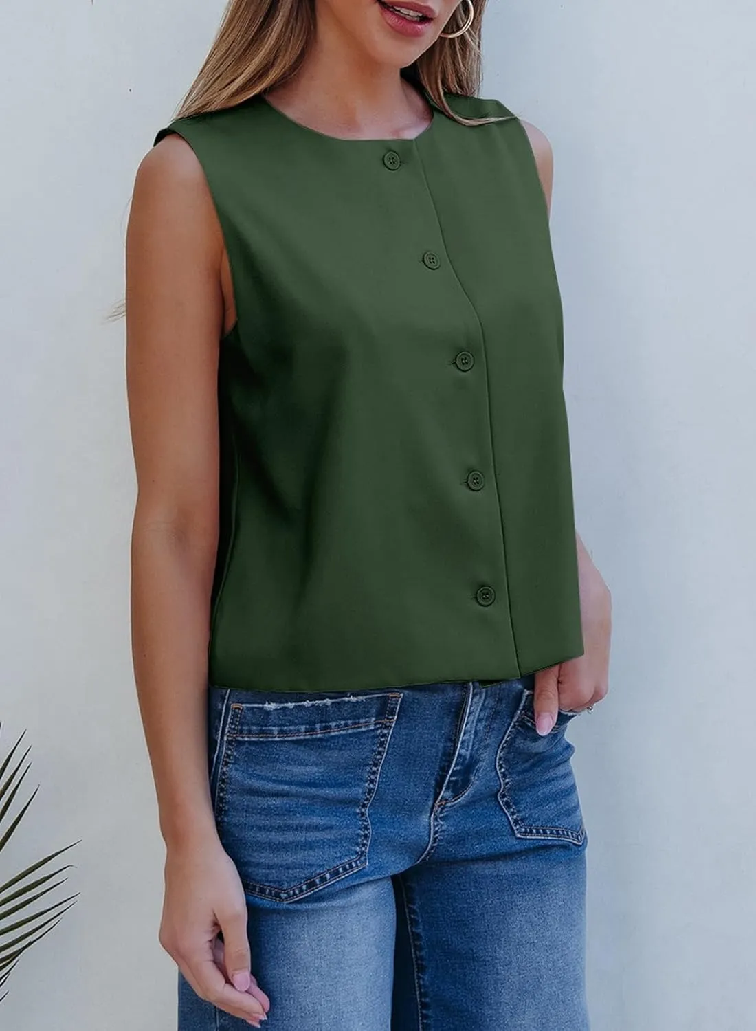 EVALESS Vest for Women 2025 Button Down Sleeveless Blazer Suit Vest Cropped Waistcoat Spring Summer Casual Outfits