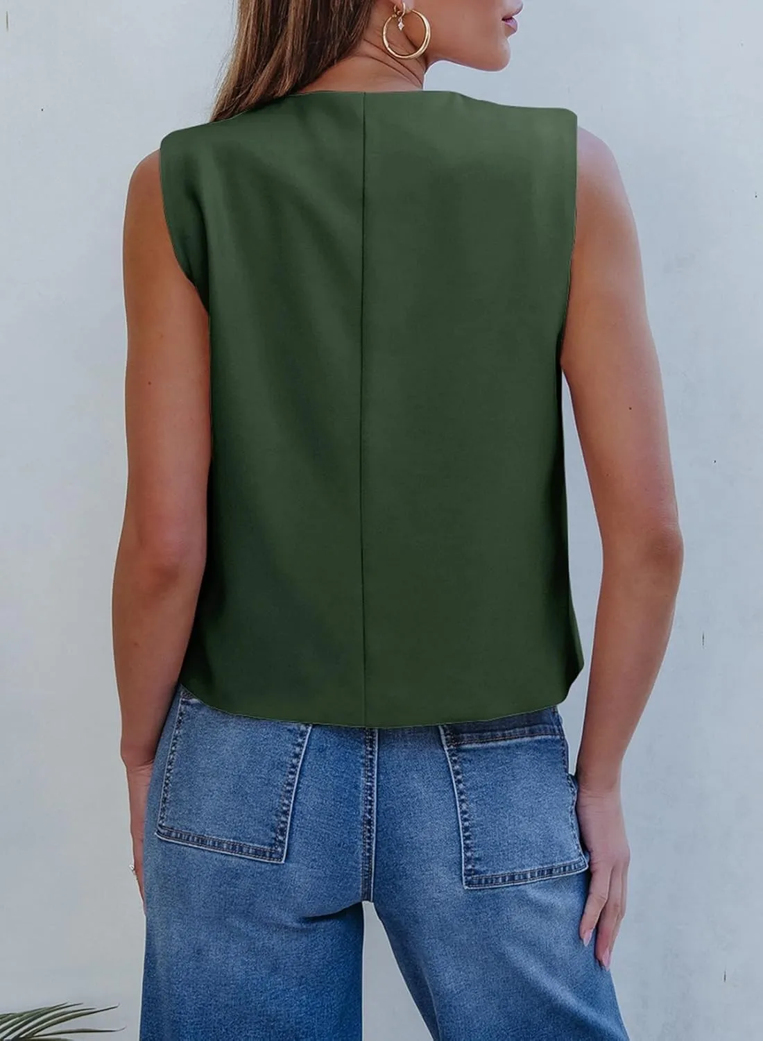 EVALESS Vest for Women 2025 Button Down Sleeveless Blazer Suit Vest Cropped Waistcoat Spring Summer Casual Outfits