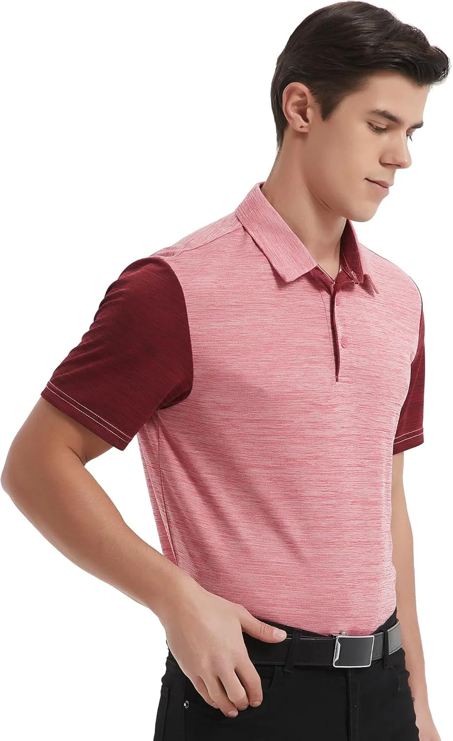 HQUEC Men's Polo Shirts Short Sleeve Quick Dry Moisture Wicking Performance Casual Work Regular-Fit Golf Shirts for Men