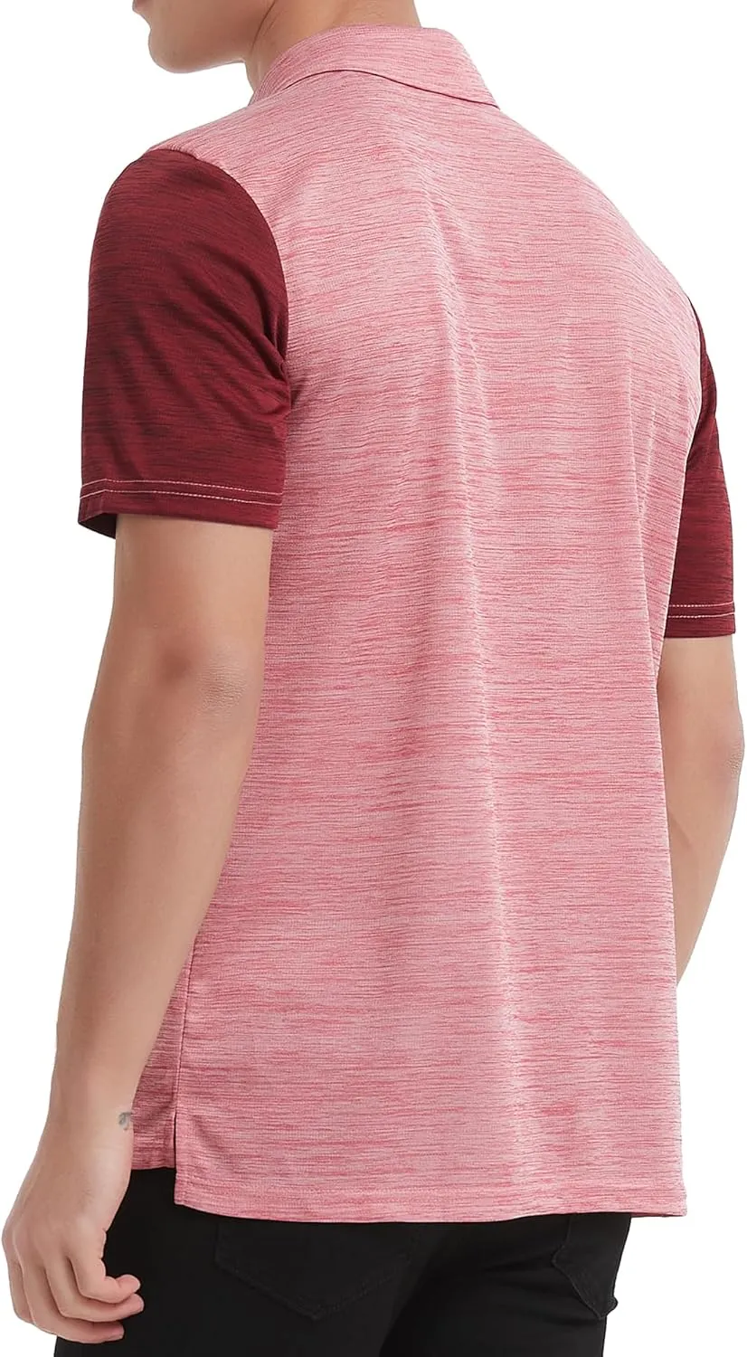 HQUEC Men's Polo Shirts Short Sleeve Quick Dry Moisture Wicking Performance Casual Work Regular-Fit Golf Shirts for Men
