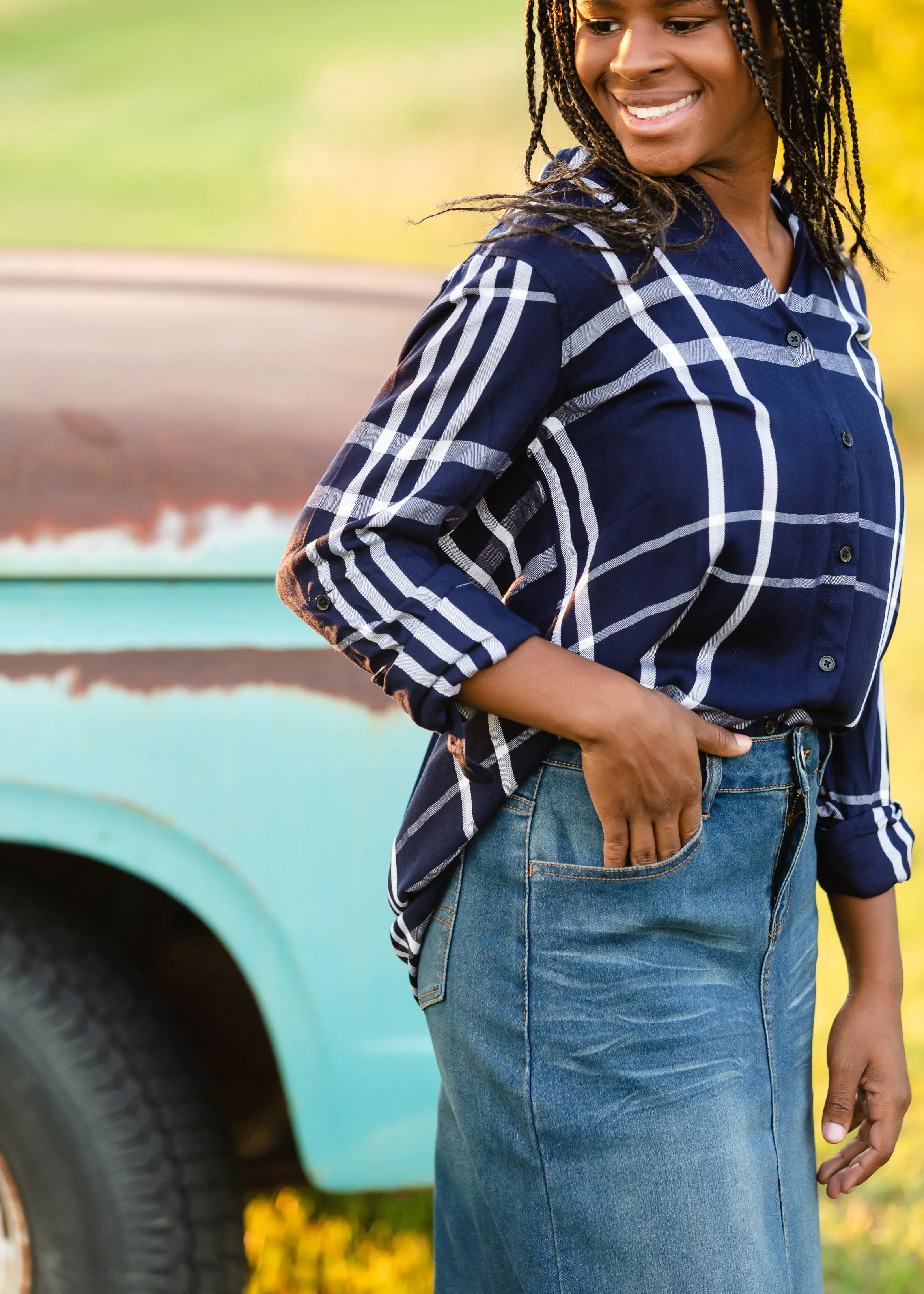 Lightweight Navy   White Shirt - FINAL SALE