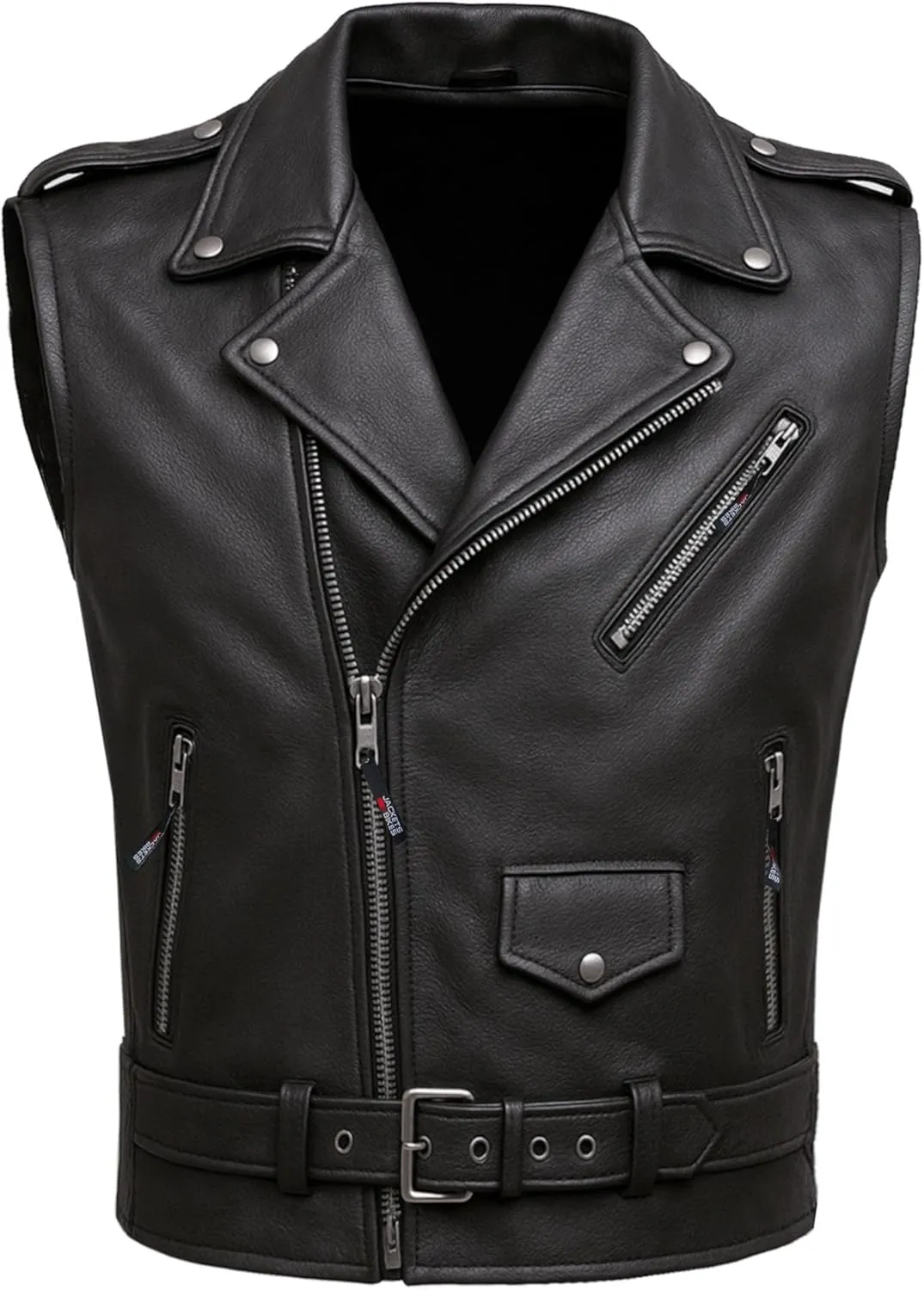 Men's Classic Cowhide Leather Motorcycle Biker Vest | Concealed Carry Gun Pockets | Vintage Cruiser Vest for Men | Stylish Club Riding Black S