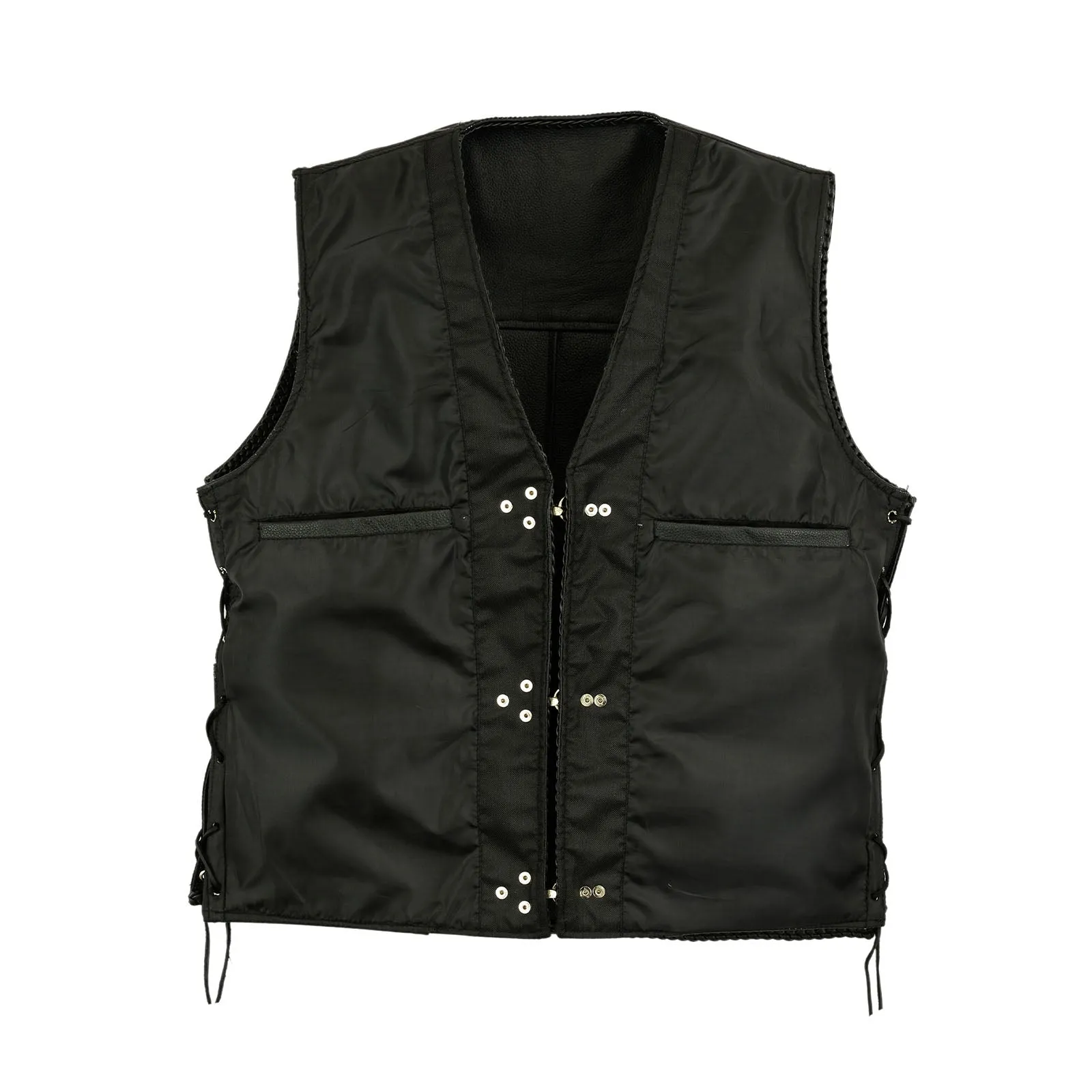 Men's Fish Hook Buckle Motorcycle Leather Vest