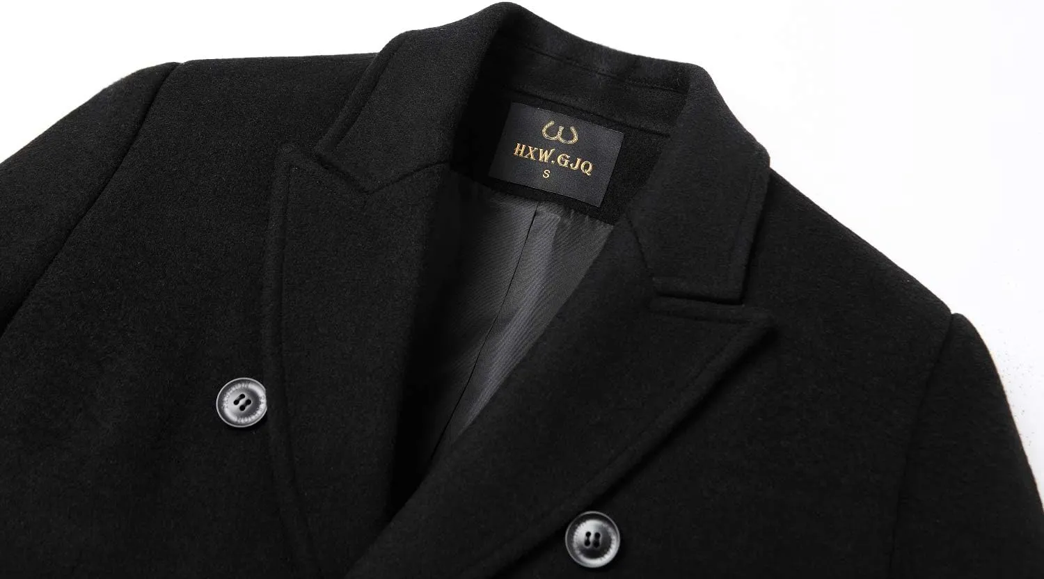 Men's Premium Wool Blend Double Breasted Long Pea Coat