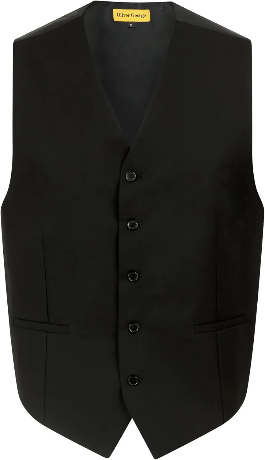 Oliver George Men's Solid Formal Business Dress Vest Waistcoat Vest for Suit or Tuxedo