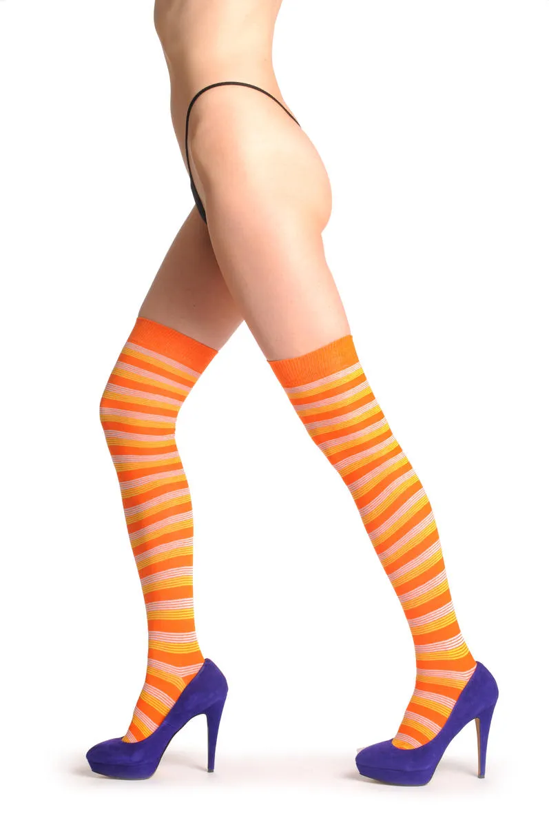 Orange Yellow & White Thin Stripes