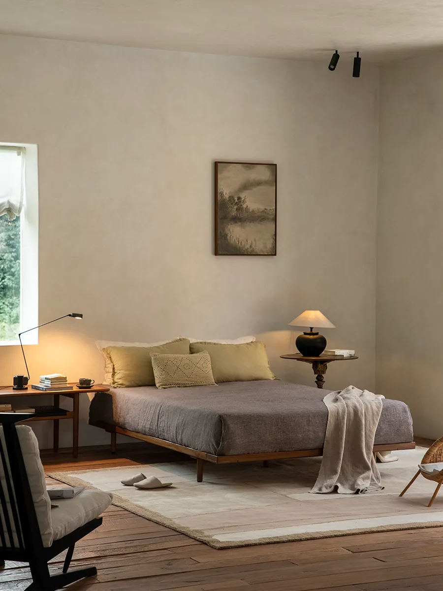 Seren Teak Linen Bed