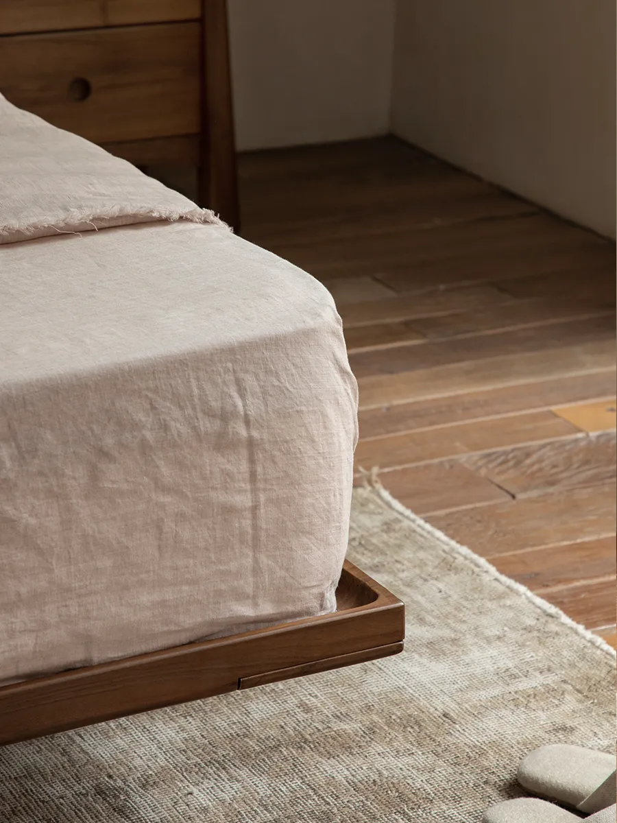 Seren Teak Linen Bed