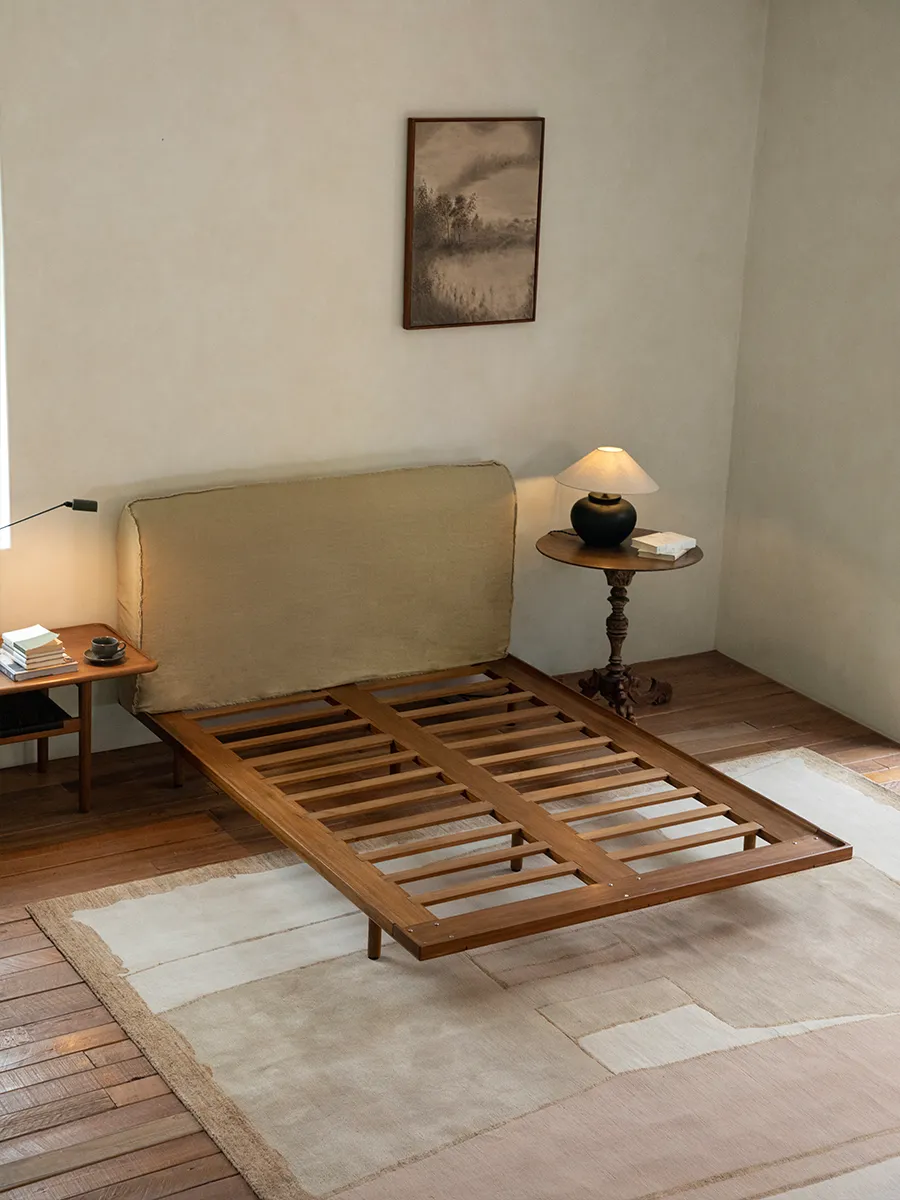 Seren Teak Linen Bed