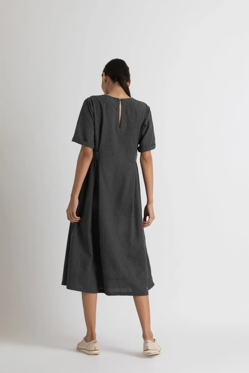 Side gather dress - lead grey melange