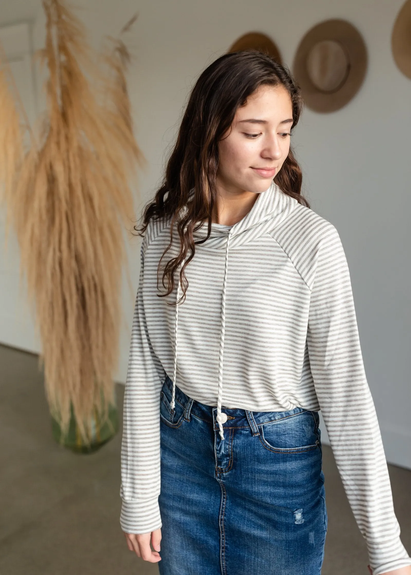 Striped French Terry Raglan Sleeve Top - FINAL SALE