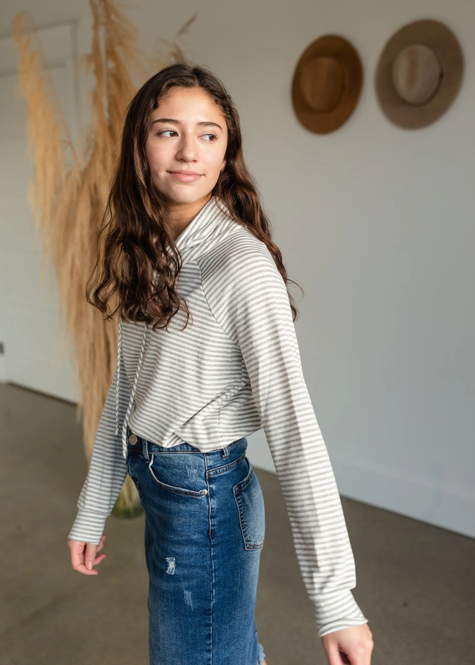 Striped French Terry Raglan Sleeve Top - FINAL SALE