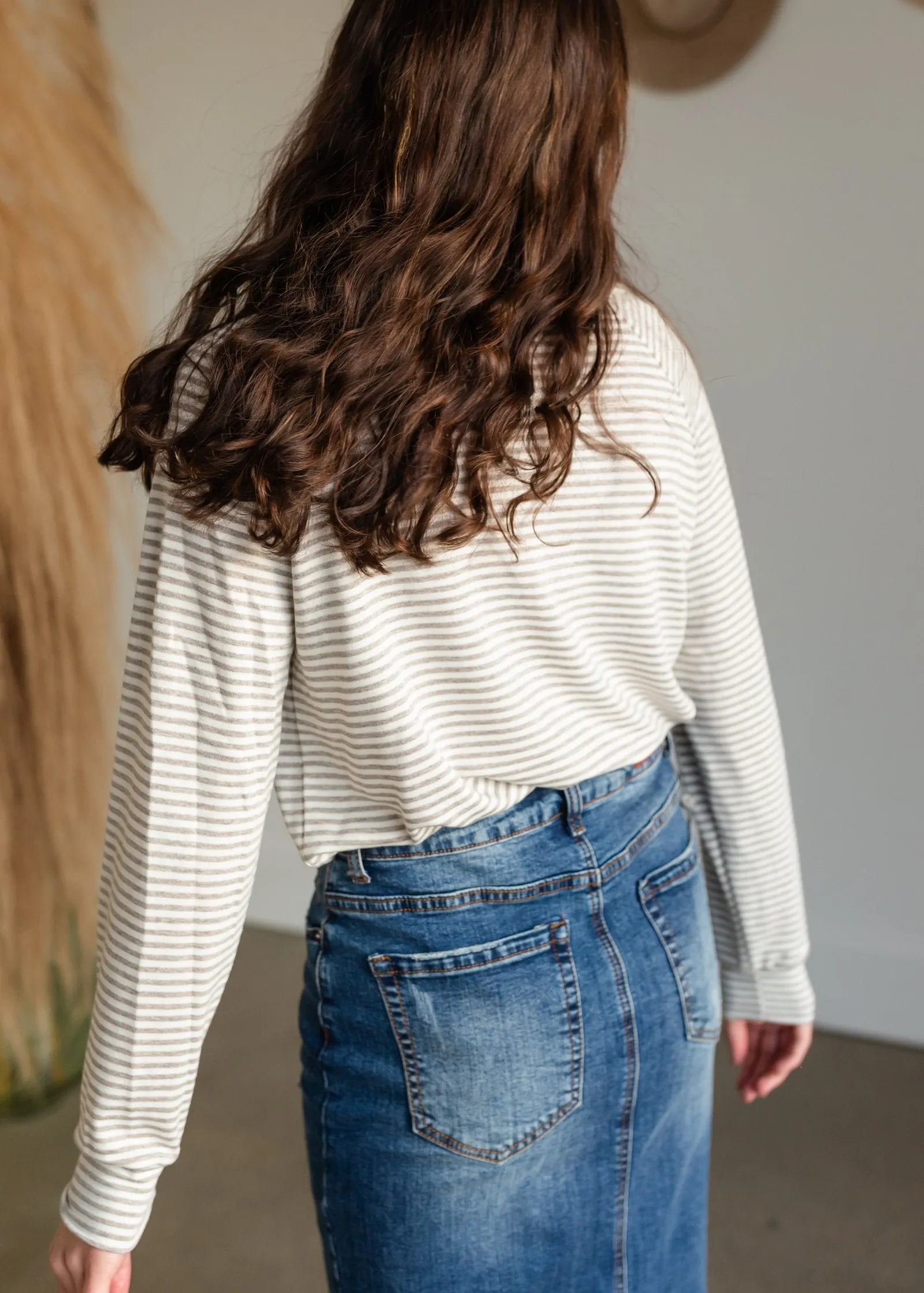 Striped French Terry Raglan Sleeve Top - FINAL SALE