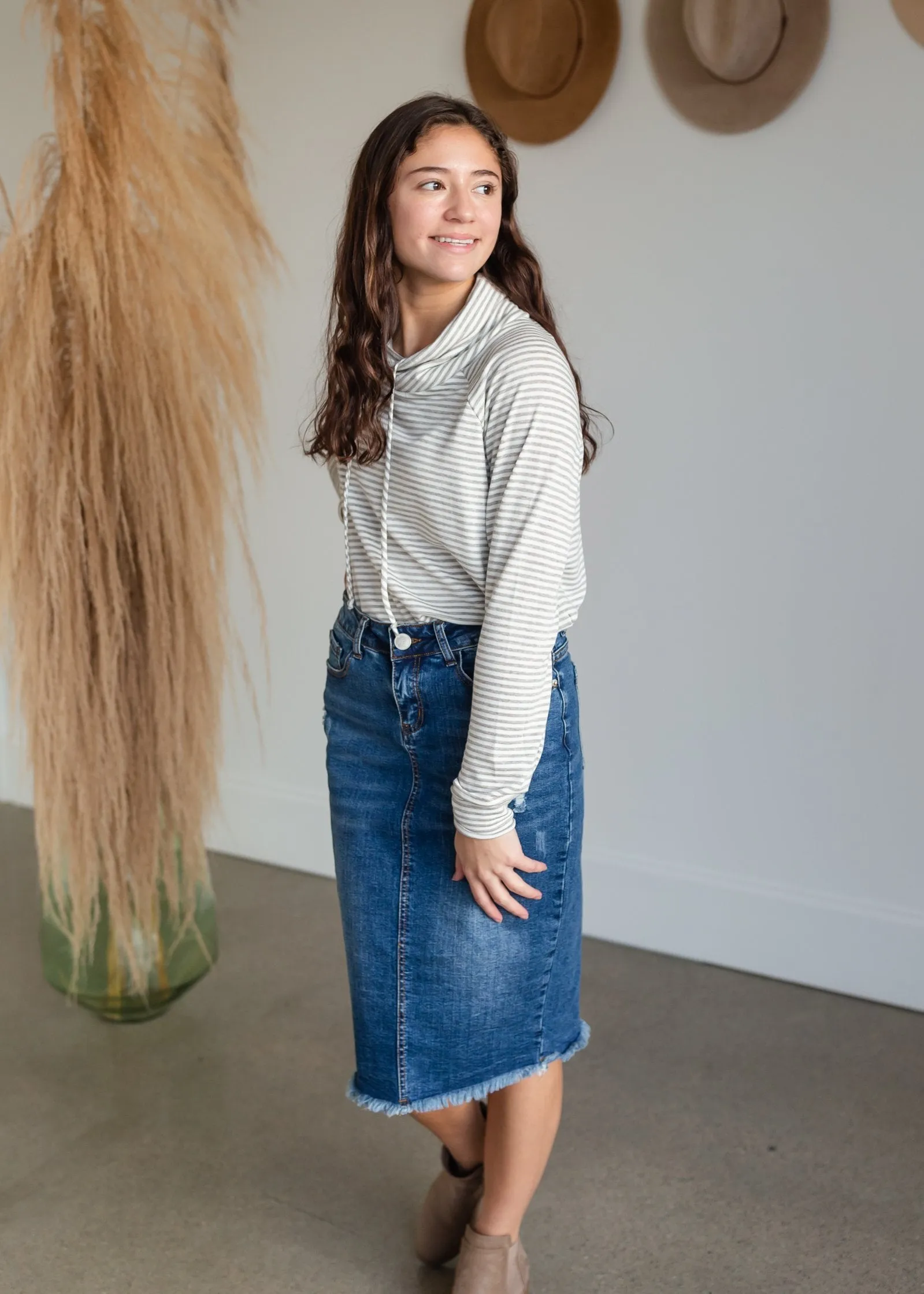 Striped French Terry Raglan Sleeve Top - FINAL SALE