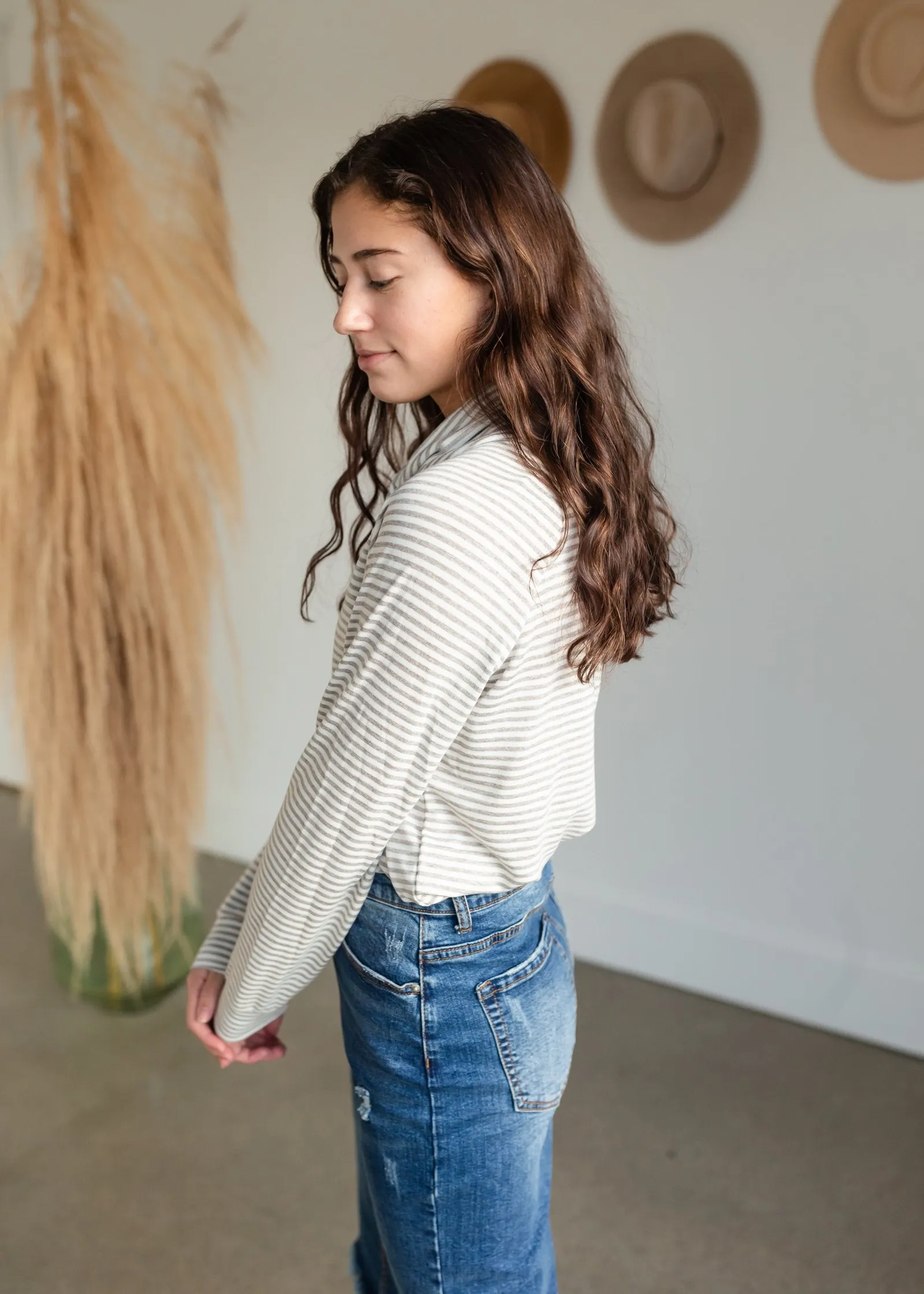 Striped French Terry Raglan Sleeve Top - FINAL SALE
