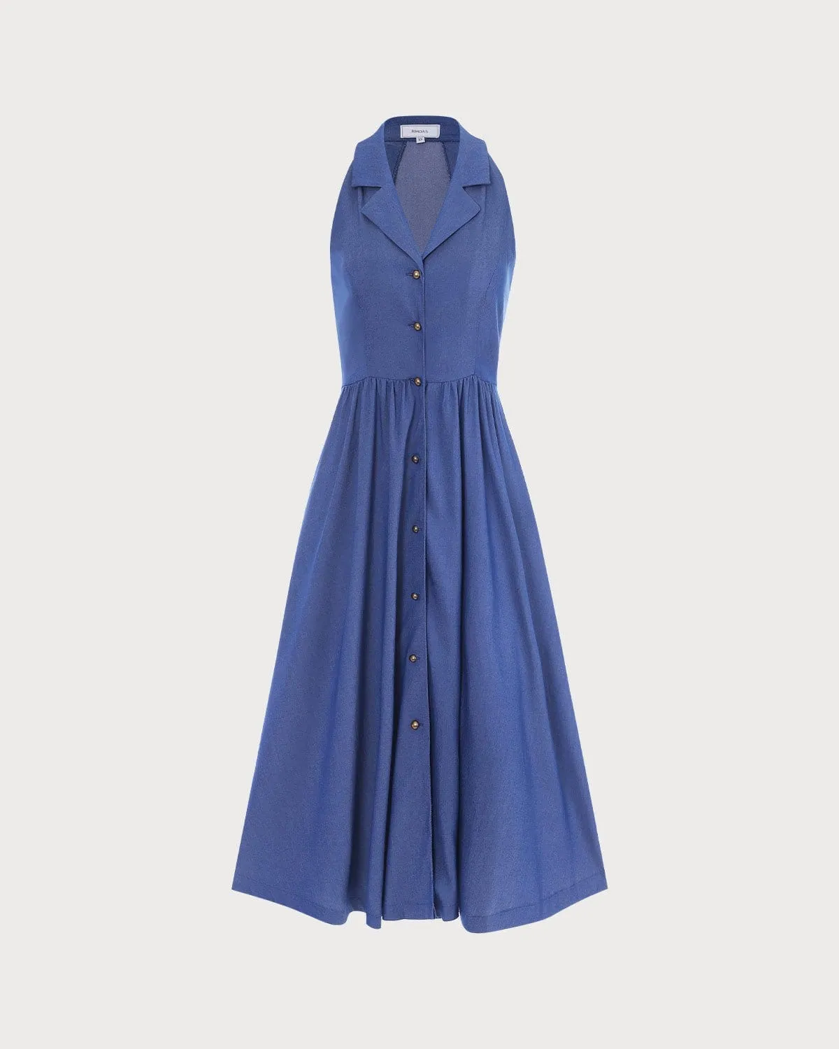 The Blue Lapel Tunic Sleeveless Midi Dress
