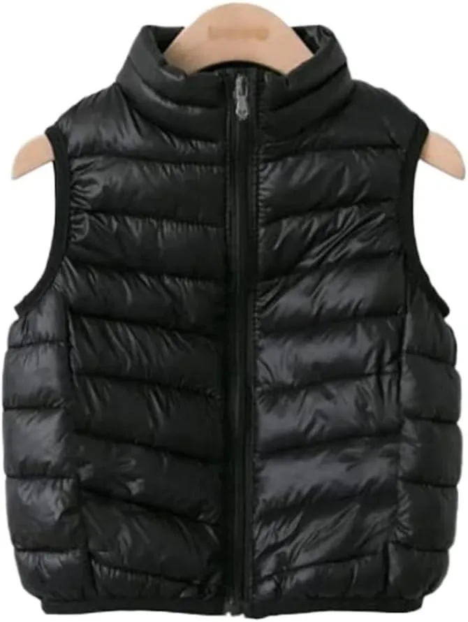 Vest Lightweight Boys Girls Down Vest Puffer Vest High Neck Quilted Outwear Sleeveless Zipper Up Puffer Vest Outdoor(Black,4X-Large)