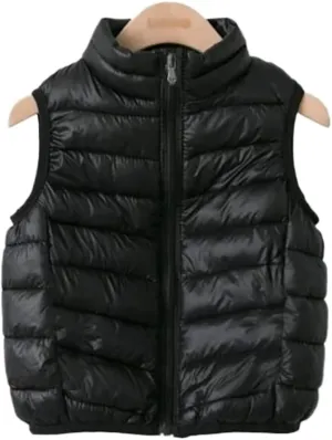 Vest Lightweight Boys Girls Down Vest Puffer Vest High Neck Quilted Outwear Sleeveless Zipper Up Puffer Vest Outdoor(Black,4X-Large)