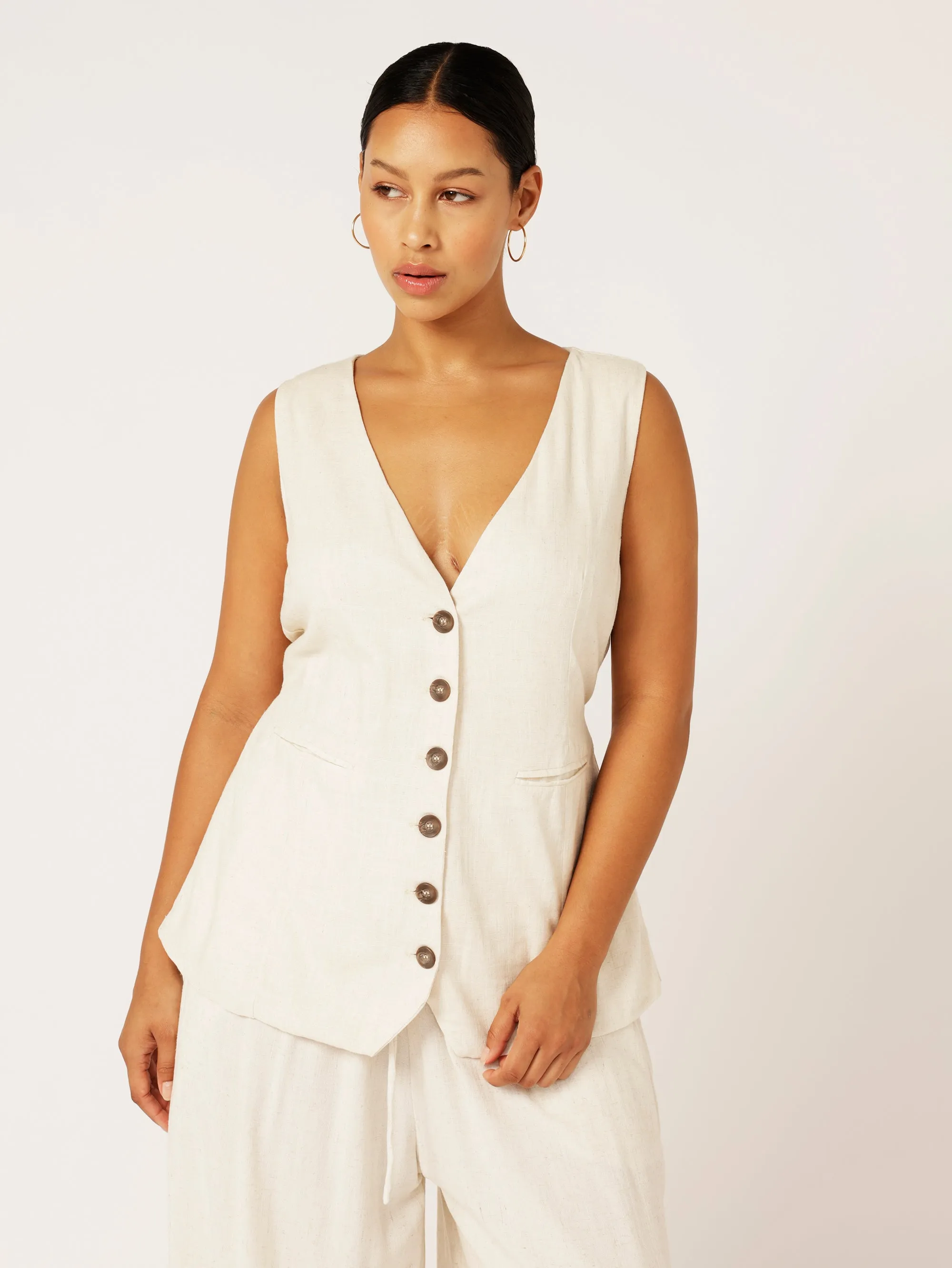 Vest (LONG) | Wheat | Linen Viscose