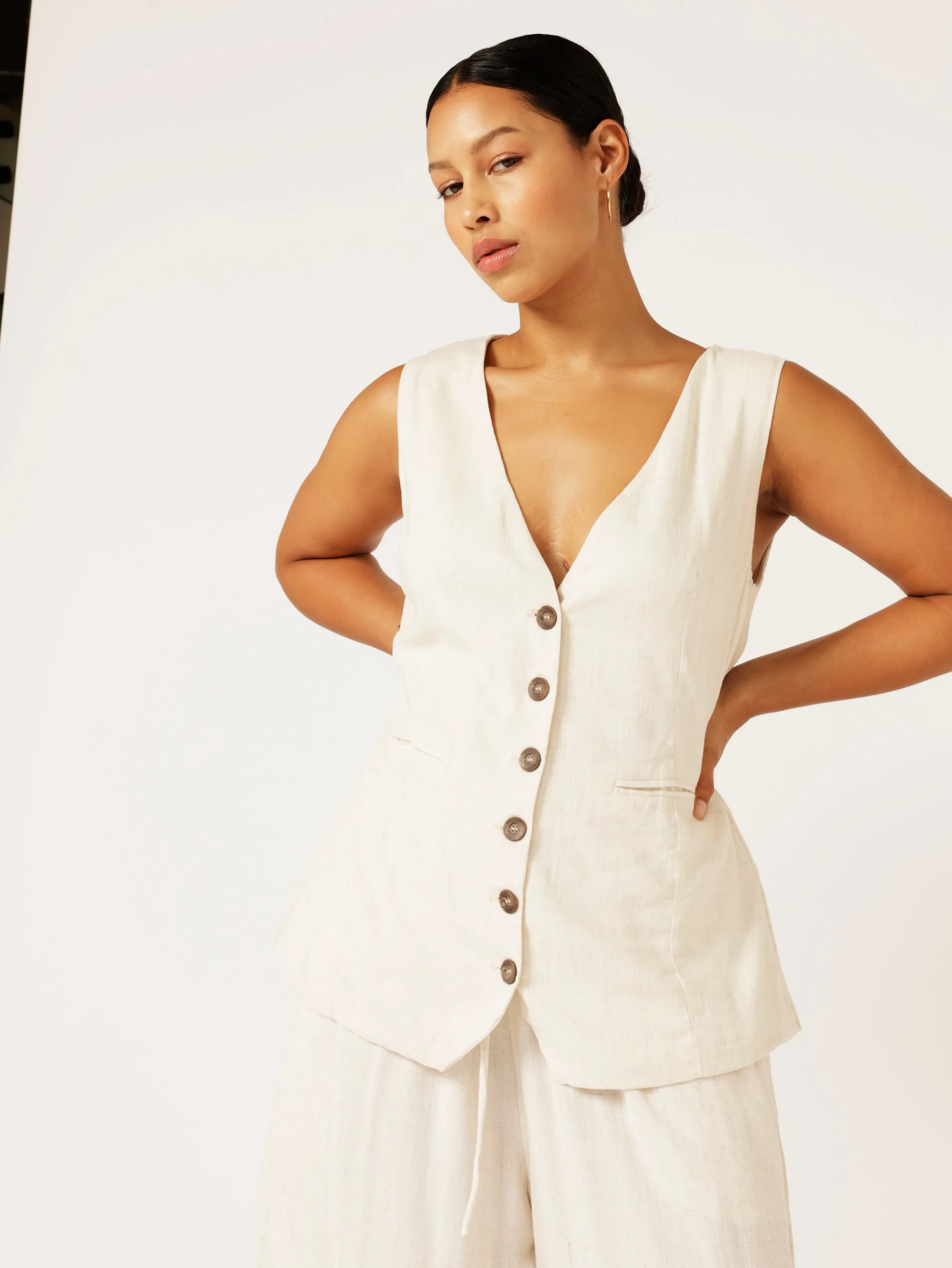 Vest (LONG) | Wheat | Linen Viscose