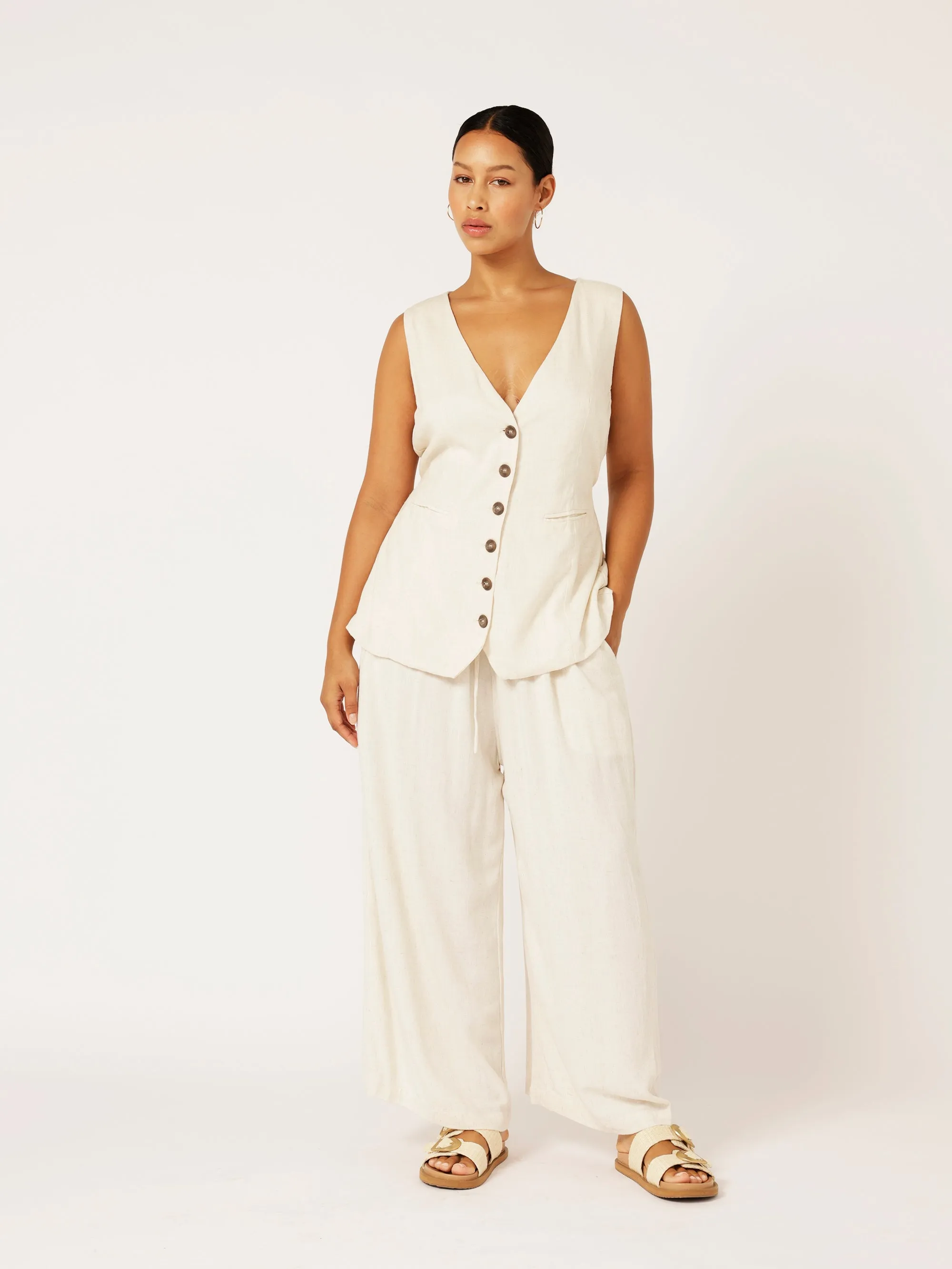 Vest (LONG) | Wheat | Linen Viscose