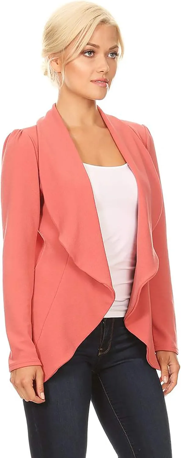 Women's Classic Casual Work Draped Open Front Blazer