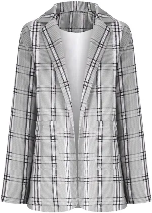 Women's Plaid Blazers Casual Long Sleeve Notch Lapel Button Slim Work Office Blazer Jacket Fall Cardigan Coat Tops
